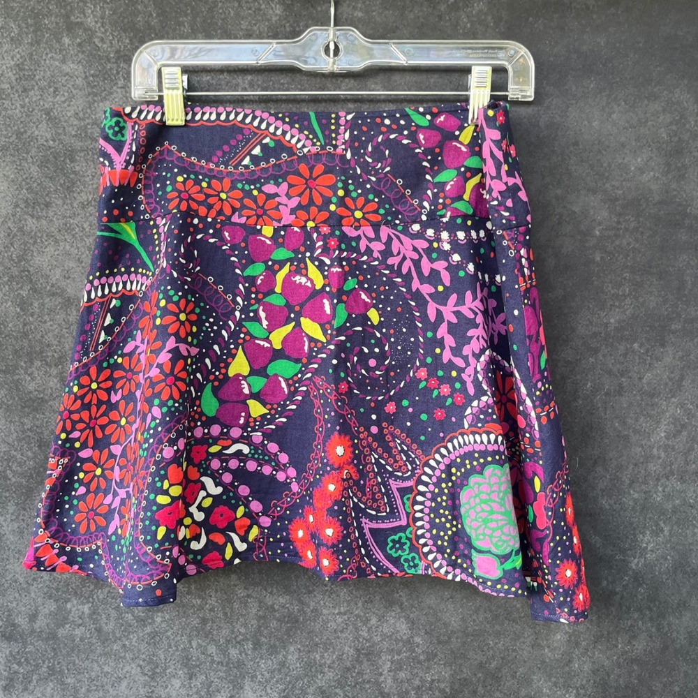 Lilly Pulitzer Womens 10 Blue Floral Paisley Mini Skirt Nautical Resortwear